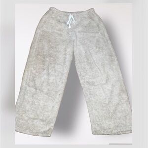 Sleep Zenista Wide Leg Tan Fuzzy Drawstring Pajama Pants Loungewear Large